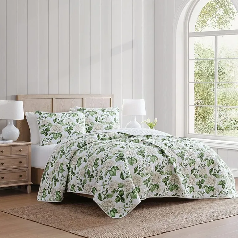 Martha Stewart Hydrangea Floral Easy Care Quilt Set