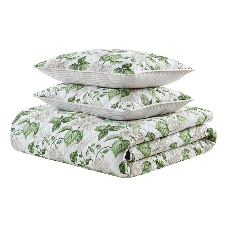 Martha Stewart Hydrangea Floral Easy Care Quilt Set