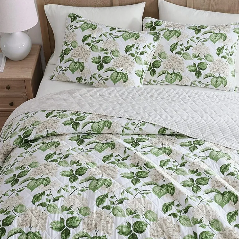 Martha Stewart Hydrangea Floral Easy Care Quilt Set