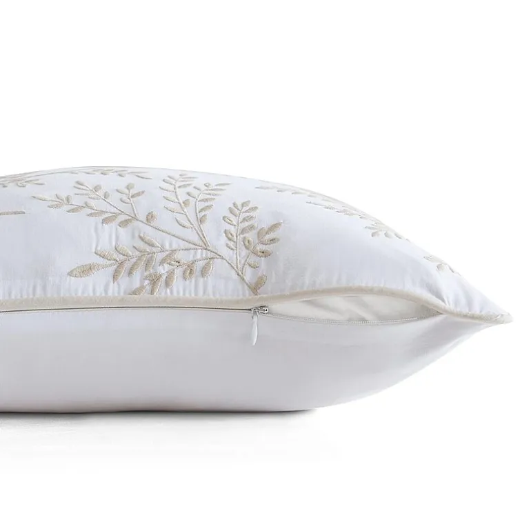Martha Stewart Murray Leaves Embroidered 18x18 Square Throw Pillow
