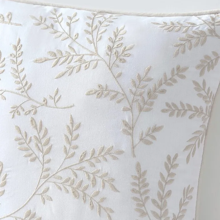 Martha Stewart Murray Leaves Embroidered 18x18 Square Throw Pillow