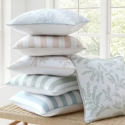 Martha Stewart Murray Leaves Embroidered 18x18 Square Throw Pillow