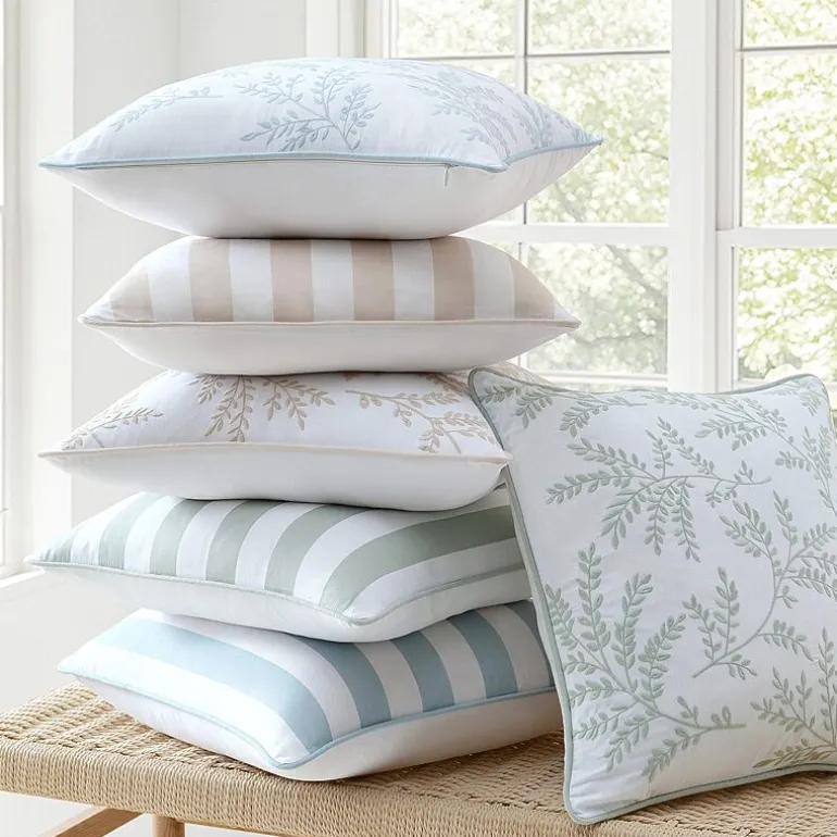 Martha Stewart Murray Leaves Embroidered 18x18 Square Throw Pillow