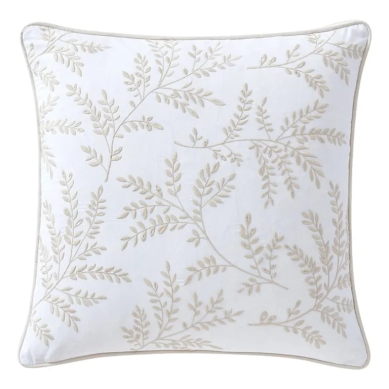 Martha Stewart Murray Leaves Embroidered 18x18 Square Throw Pillow