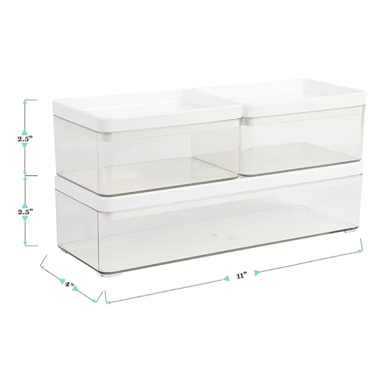 Martha Stewart 3 Pack Clear Bins With White PET Lids