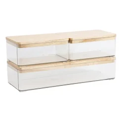 Martha Stewart 3 Pack Clear Bins With White MDF Lids