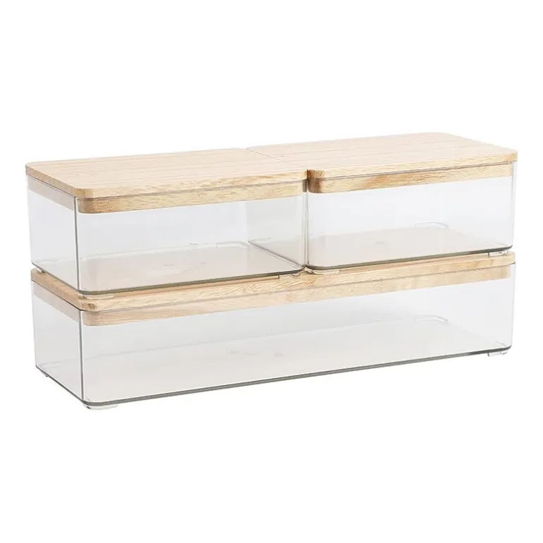 Martha Stewart 3 Pack Clear Bins With White MDF Lids
