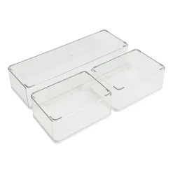 Martha Stewart 3 Pack Clear Bins With White MDF Lids