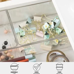 Martha Stewart 3 Pack Clear Bins With White MDF Lids