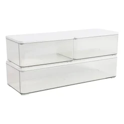 Martha Stewart 3 Pack Clear Bins With White MDF Lids