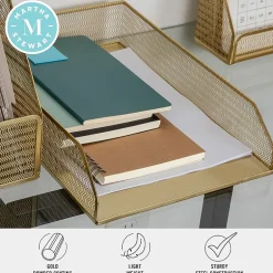Martha Stewart 2 Pack Gold Mesh Letter Trays