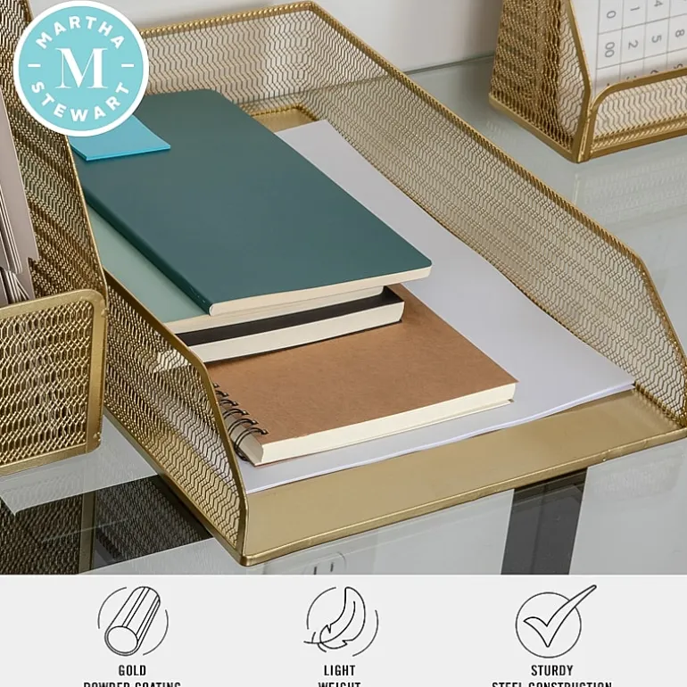Martha Stewart 2 Pack Gold Mesh Letter Trays