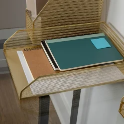 Martha Stewart 2 Pack Gold Mesh Letter Trays