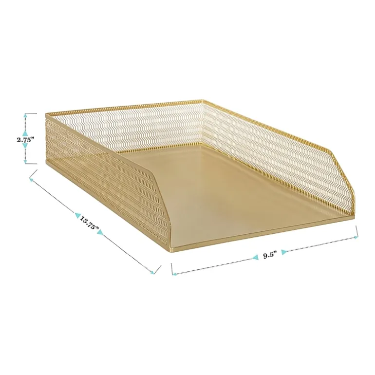 Martha Stewart 2 Pack Gold Mesh Letter Trays