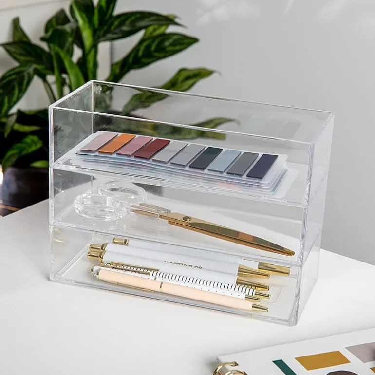 Martha Stewart 3 Pack 3X7.5 Clear Desk Organizer
