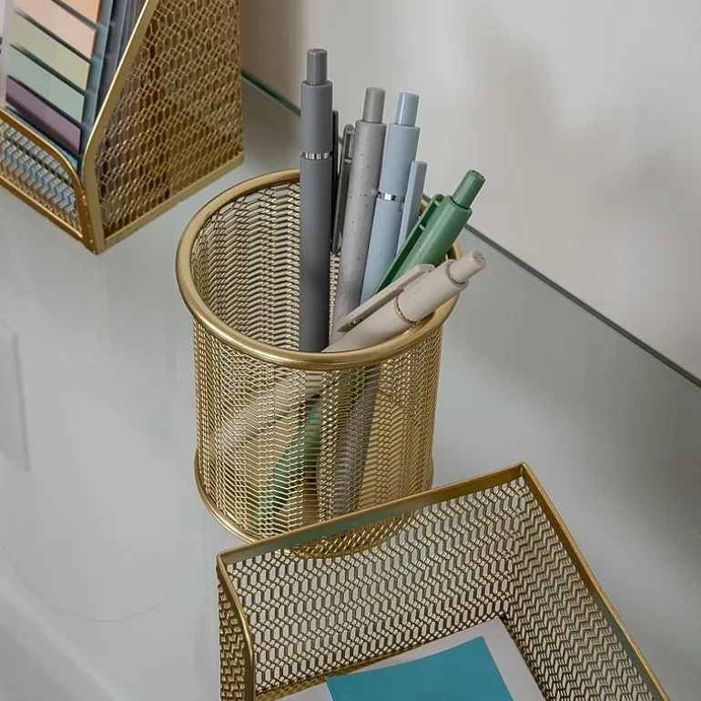Martha Stewart 6 Piece Gold Desk Organizer Set