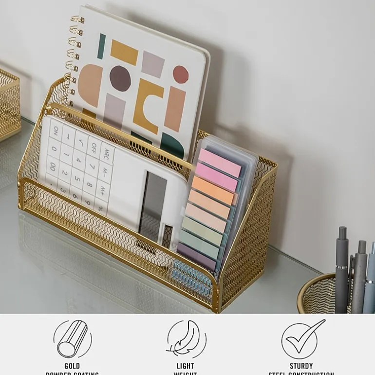 Martha Stewart 6 Piece Gold Desk Organizer Set