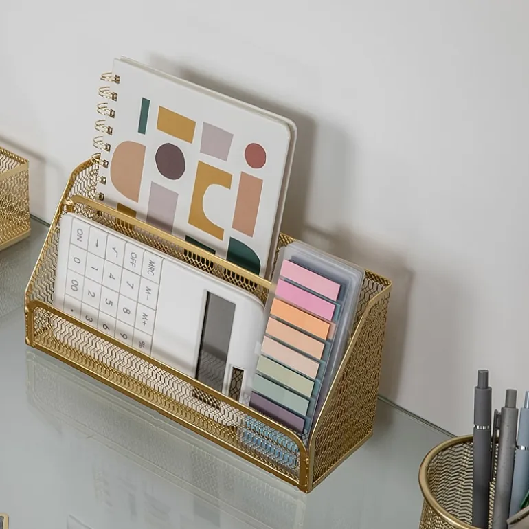 Martha Stewart 6 Piece Gold Desk Organizer Set