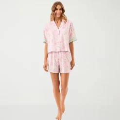 Martha Stewart Womens V-Neck Short Sleeve 2-pc. Pajama Set