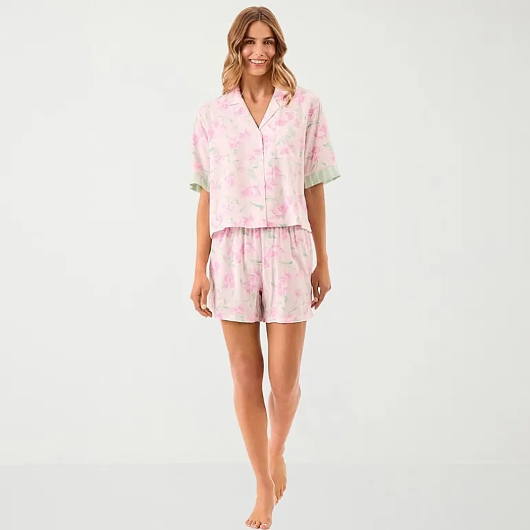 Martha Stewart Womens V-Neck Short Sleeve 2-pc. Pajama Set