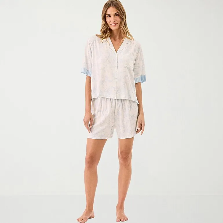 Martha Stewart Womens V-Neck Short Sleeve 2-pc. Pajama Set