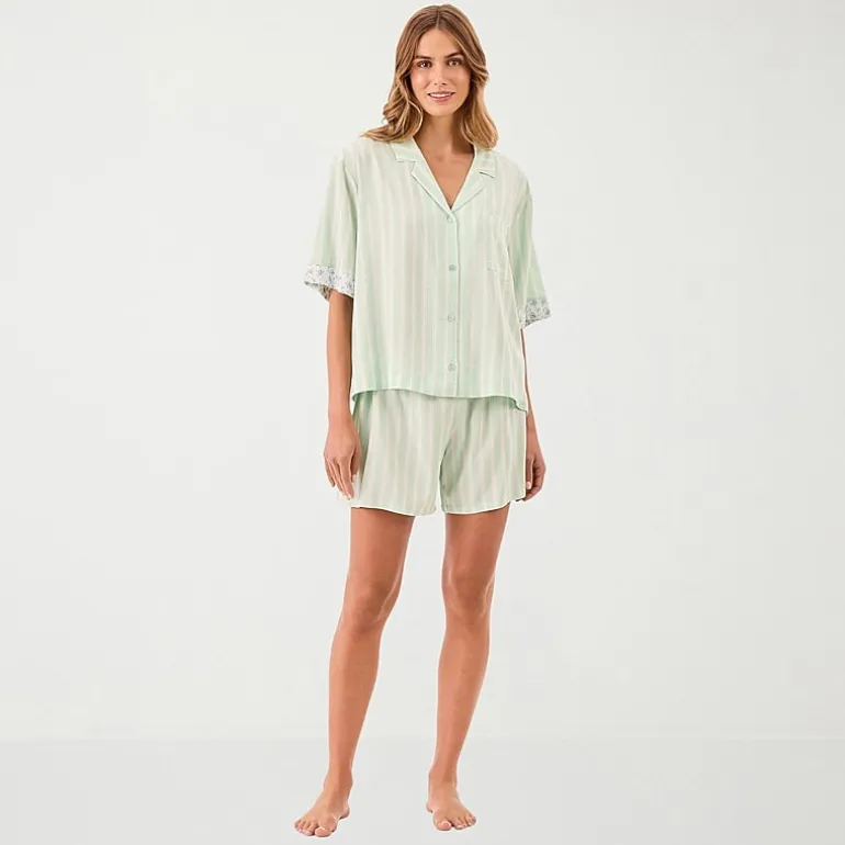 Martha Stewart Womens V-Neck Short Sleeve 2-pc. Pajama Set