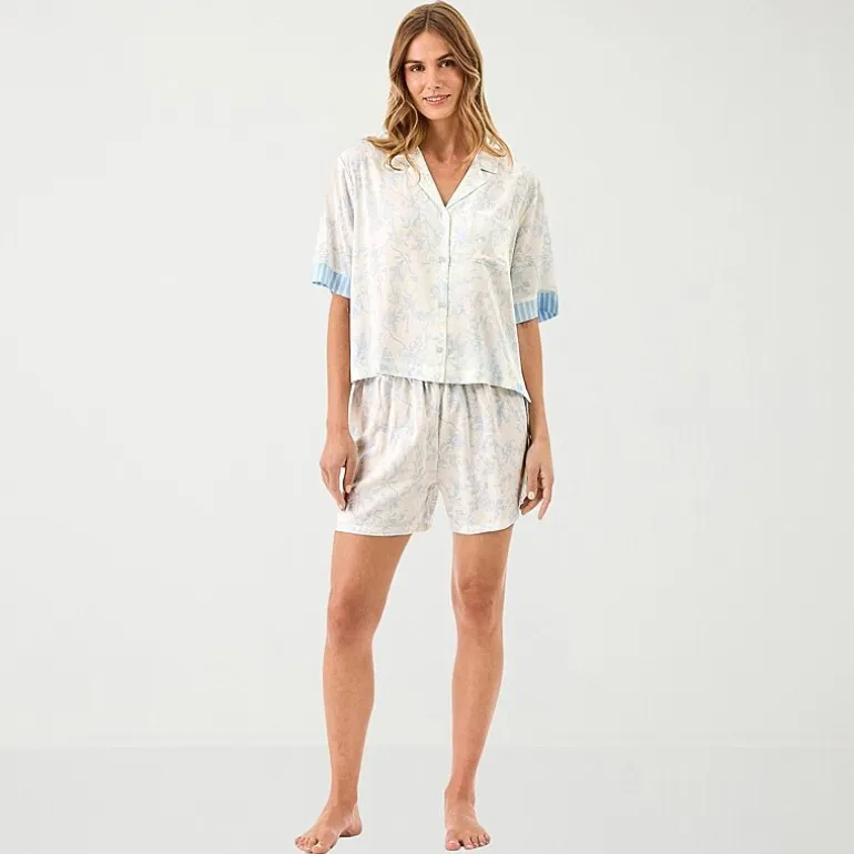 Martha Stewart Womens V-Neck Short Sleeve 2-pc. Pajama Set