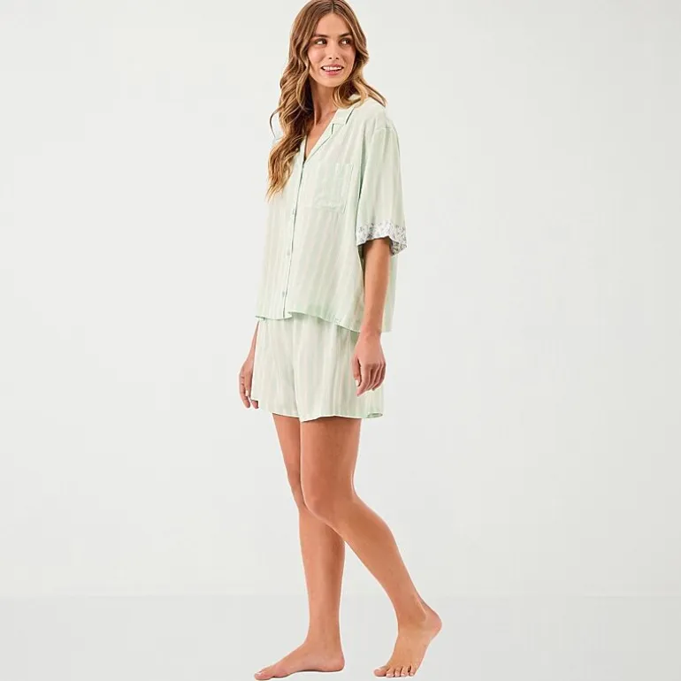Martha Stewart Womens V-Neck Short Sleeve 2-pc. Pajama Set