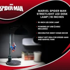 Marvel Street Lamp With Spiderman Figure 16 Inch Led Desk Lamp