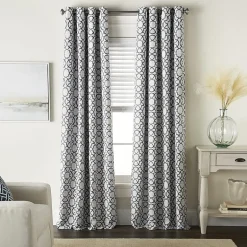 Max Blackout Campbell Geo Jacquard Grommet Top Energy Saving 100% Blackout Single Curtain Panel