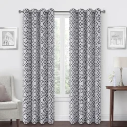 Max Blackout Campbell Geo Jacquard Grommet Top Energy Saving 100% Blackout Single Curtain Panel
