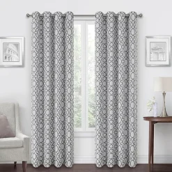 Max Blackout Campbell Geo Jacquard Grommet Top Energy Saving 100% Blackout Single Curtain Panel