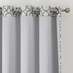 Max Blackout Campbell Geo Jacquard Grommet Top Energy Saving 100% Blackout Single Curtain Panel