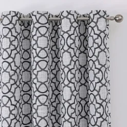Max Blackout Campbell Geo Jacquard Grommet Top Energy Saving 100% Blackout Single Curtain Panel