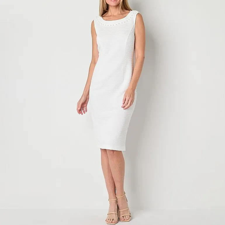 Maya Brooke Womens Bell Pearl Trim Jacket Dress