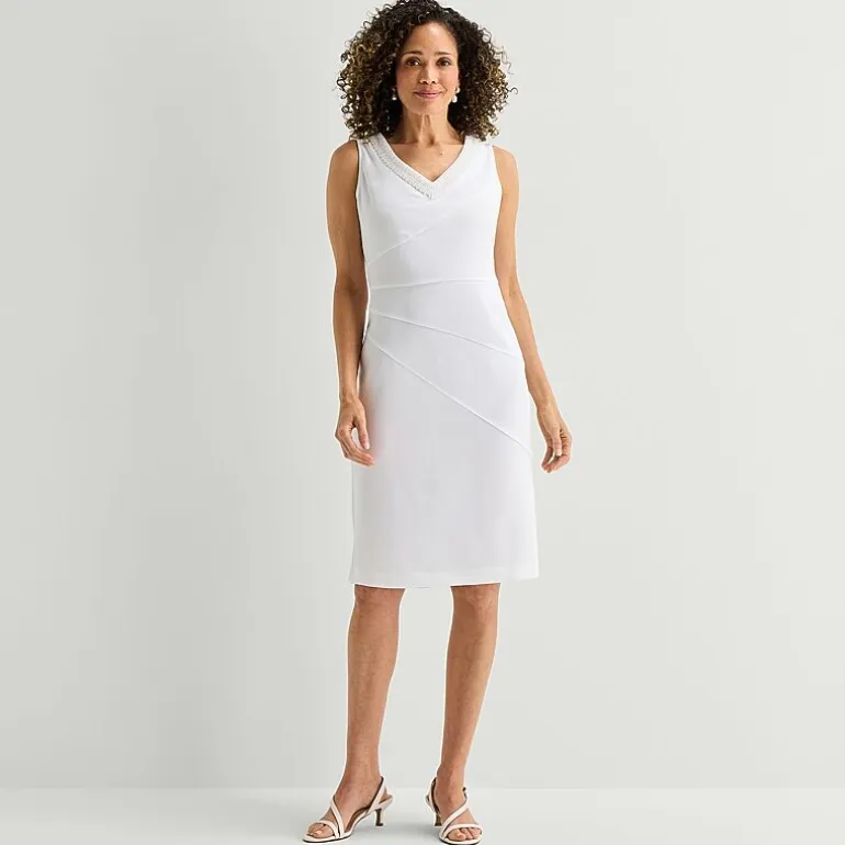 Maya Brooke Womens Embellished Jacket Dress