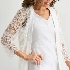 Maya Brooke Womens Embellished Jacket Dress