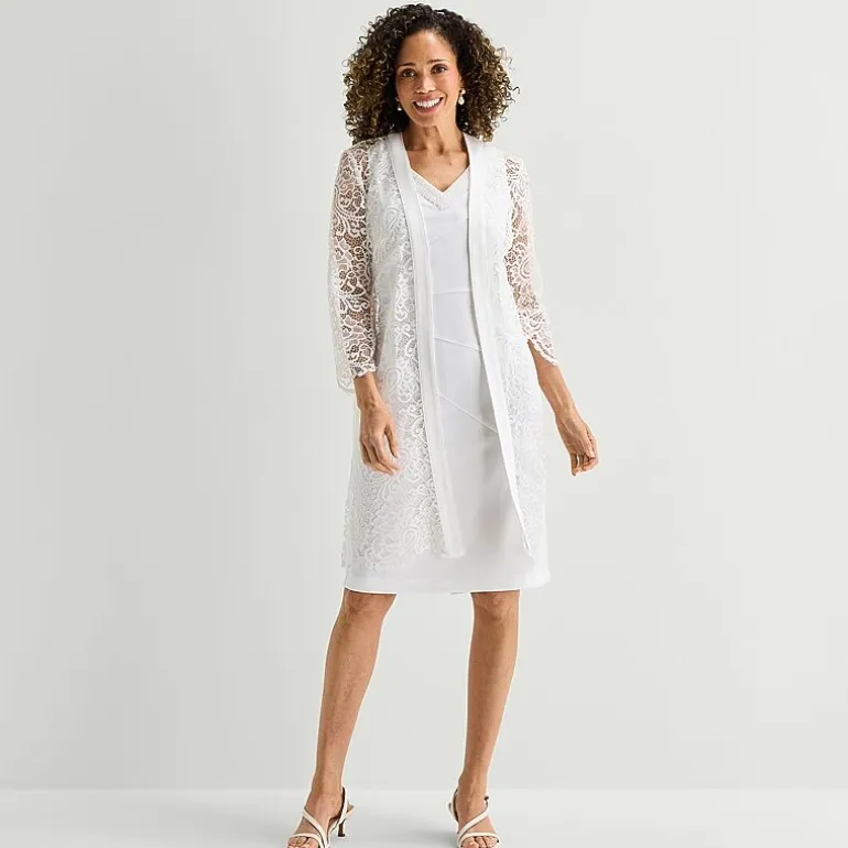 Maya Brooke Womens Embellished Jacket Dress