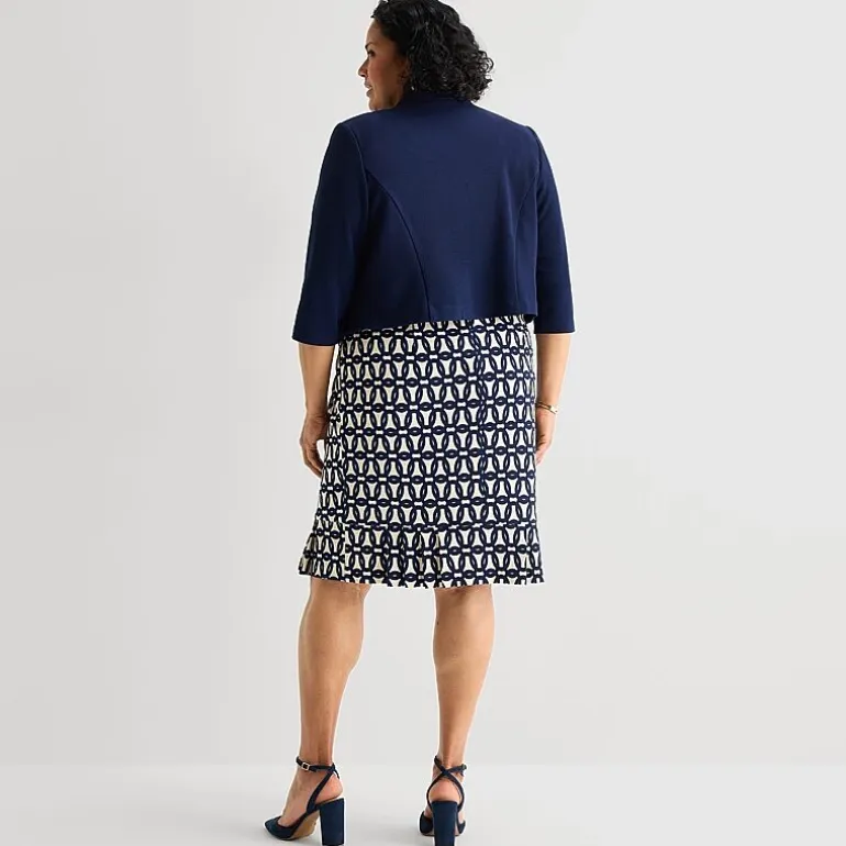 Maya Brooke Womens Plus Abstract Jacket Dress