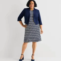 Maya Brooke Womens Plus Abstract Jacket Dress