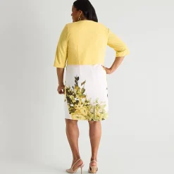 Maya Brooke Womens Plus Floral Jacket Dress