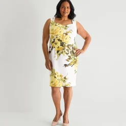 Maya Brooke Womens Plus Floral Jacket Dress