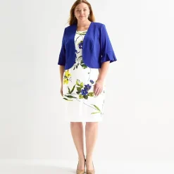 Maya Brooke Womens Plus Floral Jacket Dress