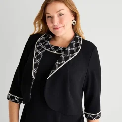 Maya Brooke Womens Plus Grid Jacket Dress