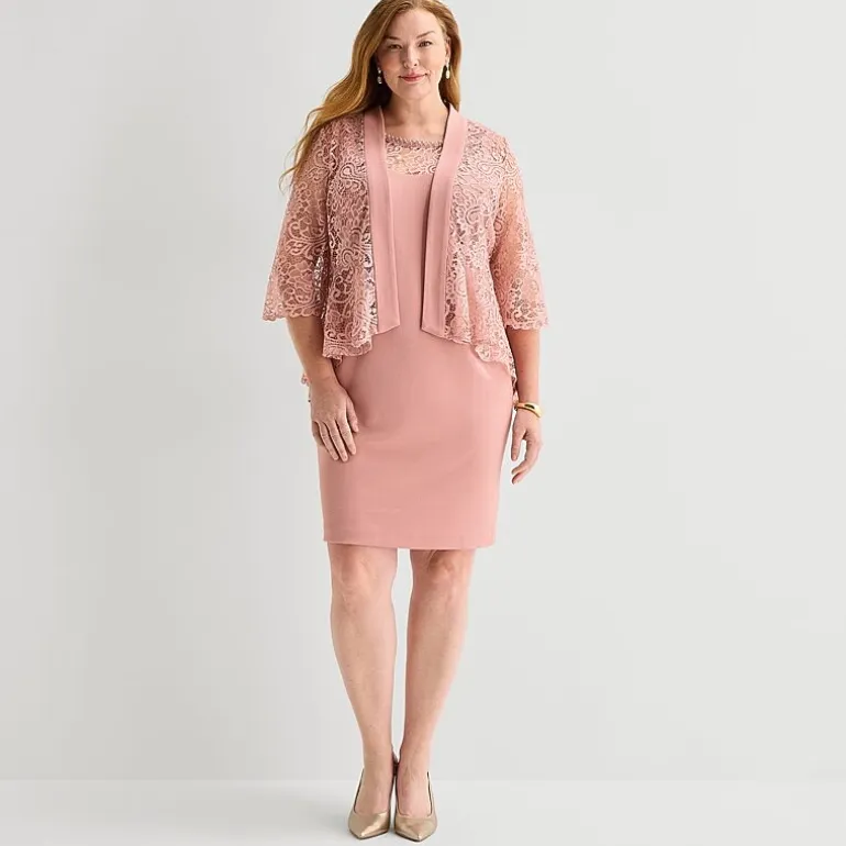 Maya Brooke Womens Plus Jacket Dress