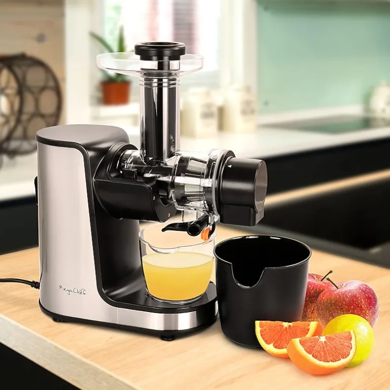 MegaChef Masticating Slow Juicer Extractor with Reverse Function, Cold Press Juicer Machine with Quiet Motor