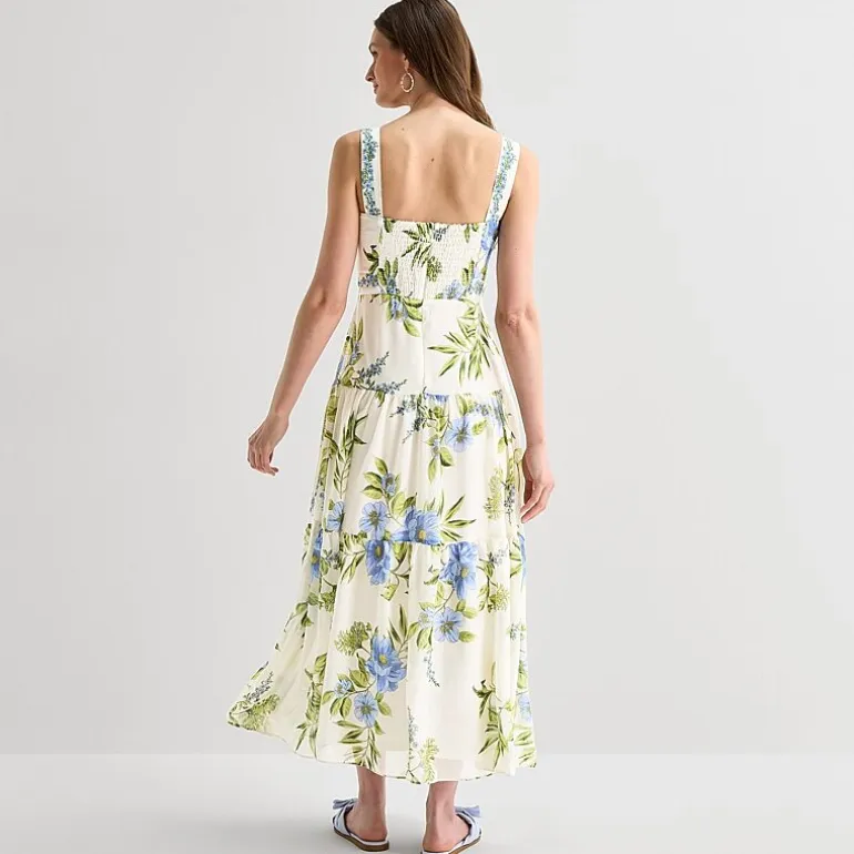 Melonie T Womens Square Neck Sleeveless Maxi Dress