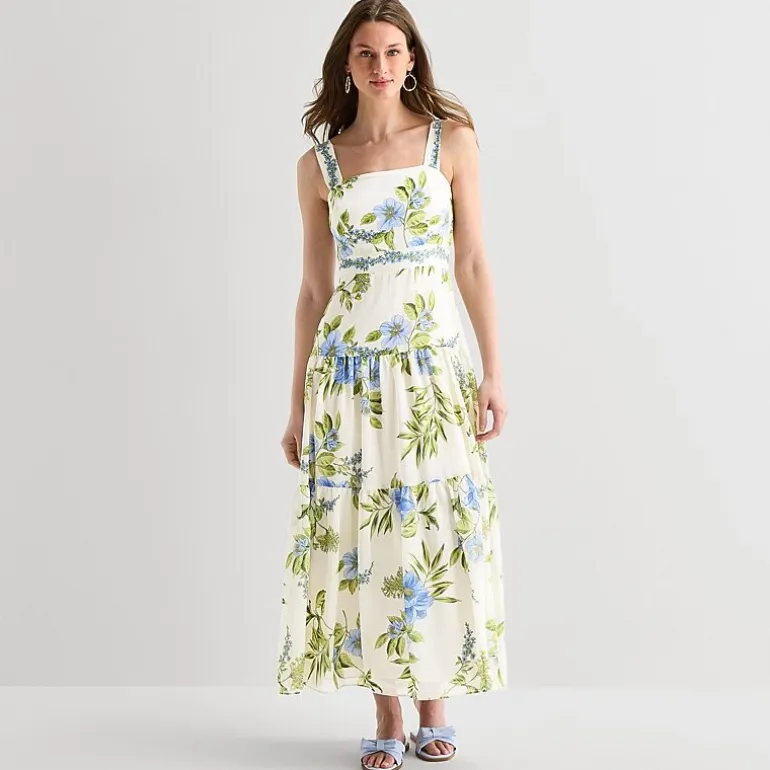 Melonie T Womens Square Neck Sleeveless Maxi Dress