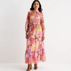 Melonie T Womens V Neck Long Sleeve Raglan Maxi Dress