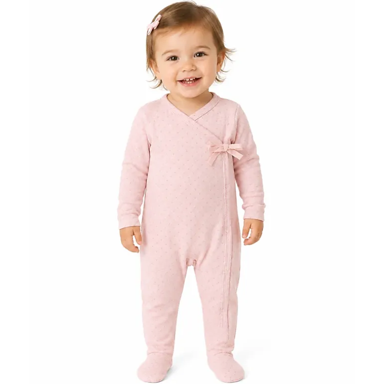 MeMoi Baby and Toddler Girls "Little Hearts" Pointelle Rayon from Bamboo Blend Footie